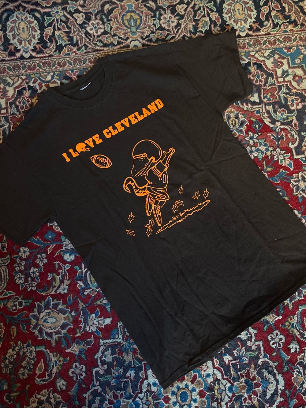 Vintage Black T-Shirt with Orange 'I Love Cleveland' Graphic